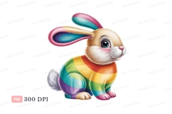 Rainbow bunny with colorful ears and striped fur rabbit Product Image 1