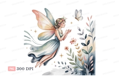 Fairy butterfly floral watercolor fantasy Product Image 1