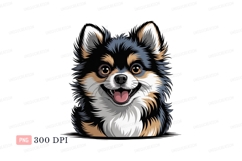 Fluffy dog smiling black background white Product Image 1