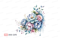 Pastel floral arrangement watercolor bouquet flowers Product Image 1