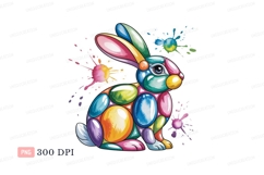 Colorful mosaic rabbit with paint splatters image Product Image 1