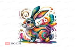 Colorful rabbit with swirling patterns and golden accents Product Image 1