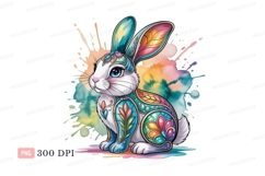 Ornate rabbit with colorful splashes bunny Product Image 1