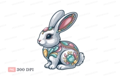 Ornate white rabbit adorned with colorful gems bunny Product Image 1