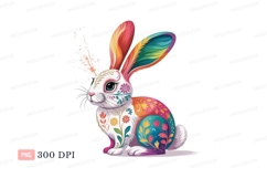 Colorful floral rabbit bunny Product Image 1
