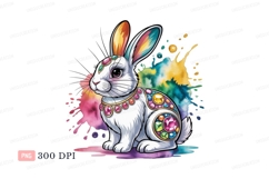 White rabbit adorned with colorful jewels gems Product Image 1
