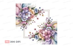 Pastel floral arrangement border pink purple Product Image 1