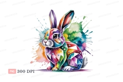 Geometric Rainbow Rabbit Splash colorful Product Image 1