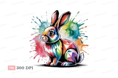 Colorful rabbit abstract splash paint Product Image 1