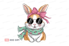 Stylish bunny with pink bow and floral scarf rabbit Product Image 1