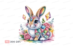 Colorful jeweled bunny with roses rabbit gems Product Image 1