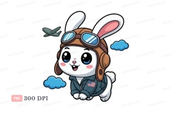 Cute bunny pilot flying airplane aviator goggles Product Image 1