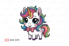 Cute unicorn with rainbow mane and tail horn Product Image 1