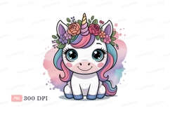 Cute unicorn adorned with flowers fantasy mythical Product Image 1