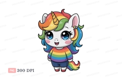 Cute unicorn with rainbow hair and clothes fantasy Product Image 1
