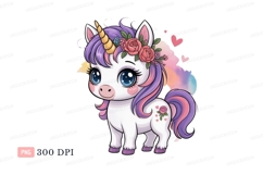 Cute unicorn with floral crown fantasy magical Product Image 1