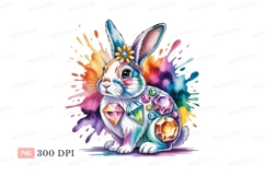 Colorful jeweled rabbit with floral crown bunny gems Product Image 1
