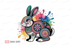 Ornate rabbit colorful splash bunny Product Image 1