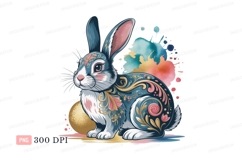 Ornate rabbit with golden egg floral Product Image 1