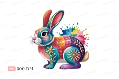 Colorful rabbit with floral patterns bunny Product Image 1