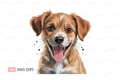 Happy brown puppy with open mouth canine animal Product Image 1