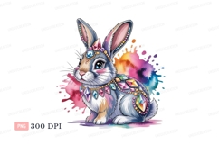 Jeweled rabbit adorned with colorful gems bunny Product Image 1