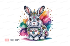 Jeweled rabbit adorned with crown bunny gems Product Image 1