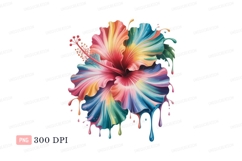 Vibrant rainbow hibiscus flower dripping paint image Product Image 1
