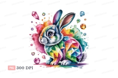 Colorful jeweled bunny with paint splashes rabbit crystal Product Image 1