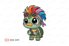 Cartoon turtle with rainbow mohawk and sunglasses animal Product Image 1