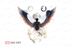 Angelic figure with wings and moons celestial night Product Image 1