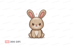 Cute bunny sitting with pink sparkle rabbit cartoon Product Image 1
