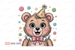 Teddy bear wearing party hat and bow tie image Product Image 1