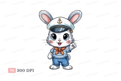 Cute bunny sailor waving rabbit anchor Product Image 1