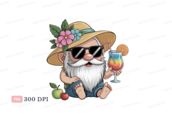 Cheerful gnome with summer drink flowers sunglasses Product Image 1