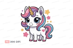 Adorable unicorn with colorful mane and tail magical Product Image 1