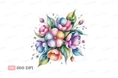 Pastel floral bouquet watercolor flowers Product Image 1