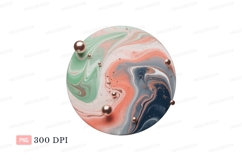 Swirling marbled orb with metallic spheres abstract Product Image 1
