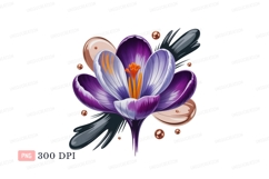 Purple crocus flower with metallic accents white orange Product Image 1