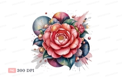 Vibrant camellia bloom with abstract elements flower Product Image 1