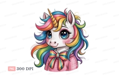 Cute unicorn with rainbow mane and bow horn Product Image 1