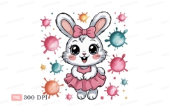 Cute bunny wearing pink dress rabbit Product Image 1