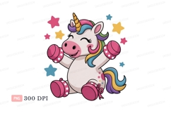 Adorable unicorn with colorful mane and stars cute Product Image 1