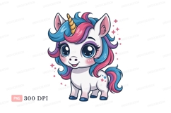 Cute unicorn with colorful mane and horn fantasy magic Product Image 1