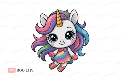 Cute unicorn with rainbow dress and colorful mane image Product Image 1