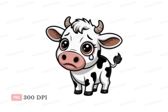 Sad cartoon cow with tear crying animal Product Image 1