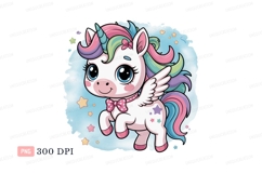 Cute winged unicorn with rainbow mane pegasus fantasy Product Image 1