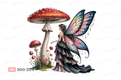Fairy near red mushrooms with rainbow wings image Product Image 1