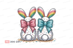 Two fluffy bunnies with rainbow ears and colorful sprinkles Product Image 1
