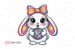 Fluffy bunny with disco ball rabbit colorful Product Image 1